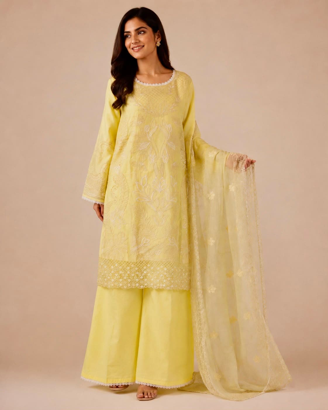 Lavender Printed 3-Piece Kurta Set view 3